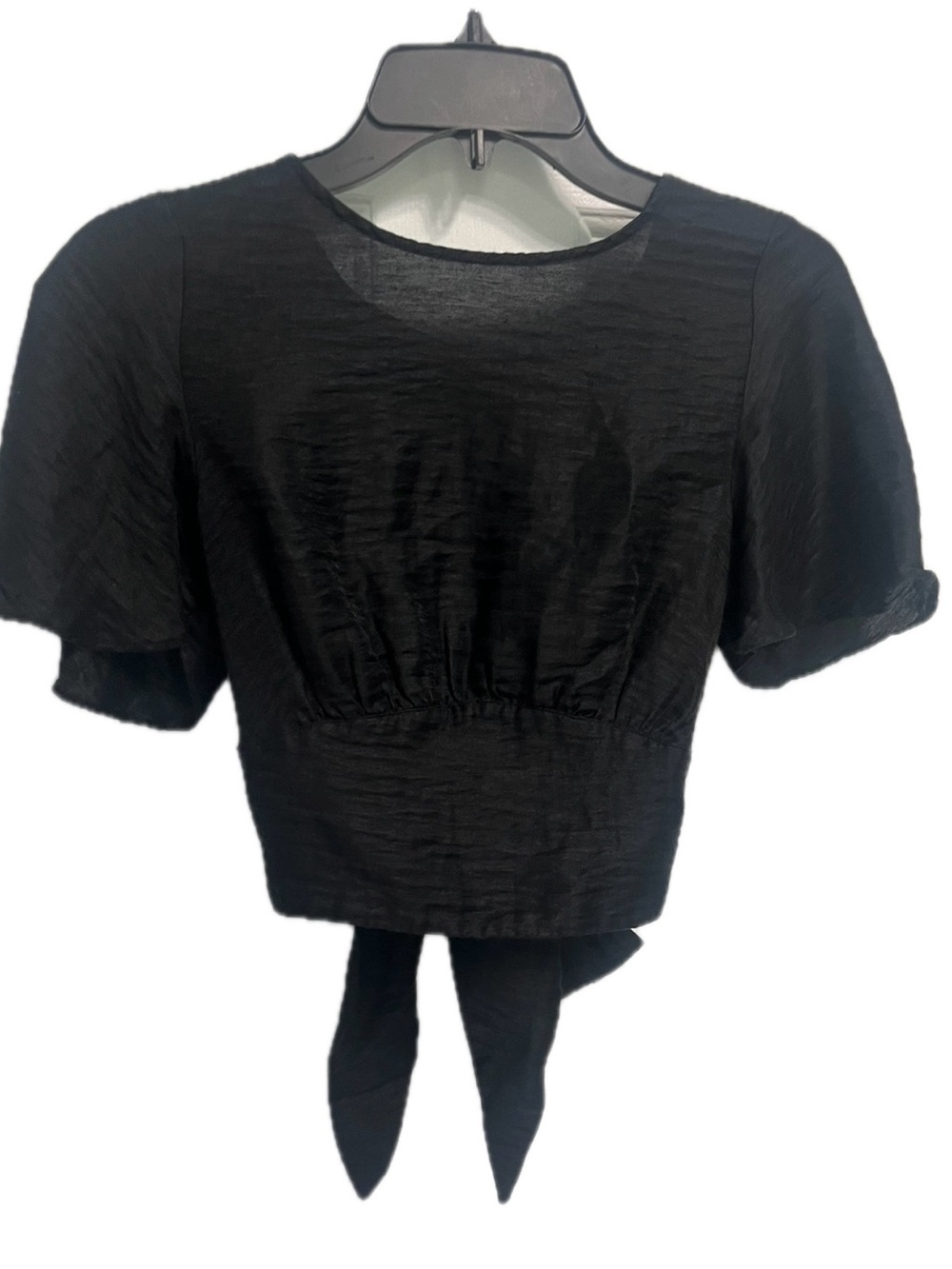 Free People Black Tie-Back Crop Top